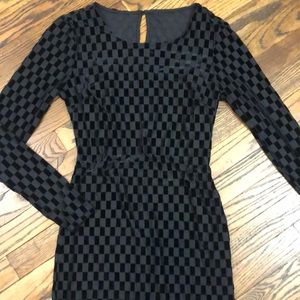 Black Checkered Mesh and Velvet Dress